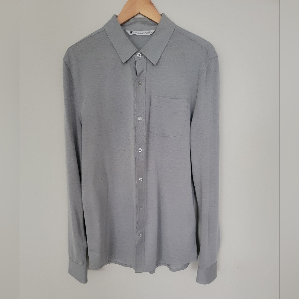 Travis Mathew Soft Gray Button-Down Shirt
